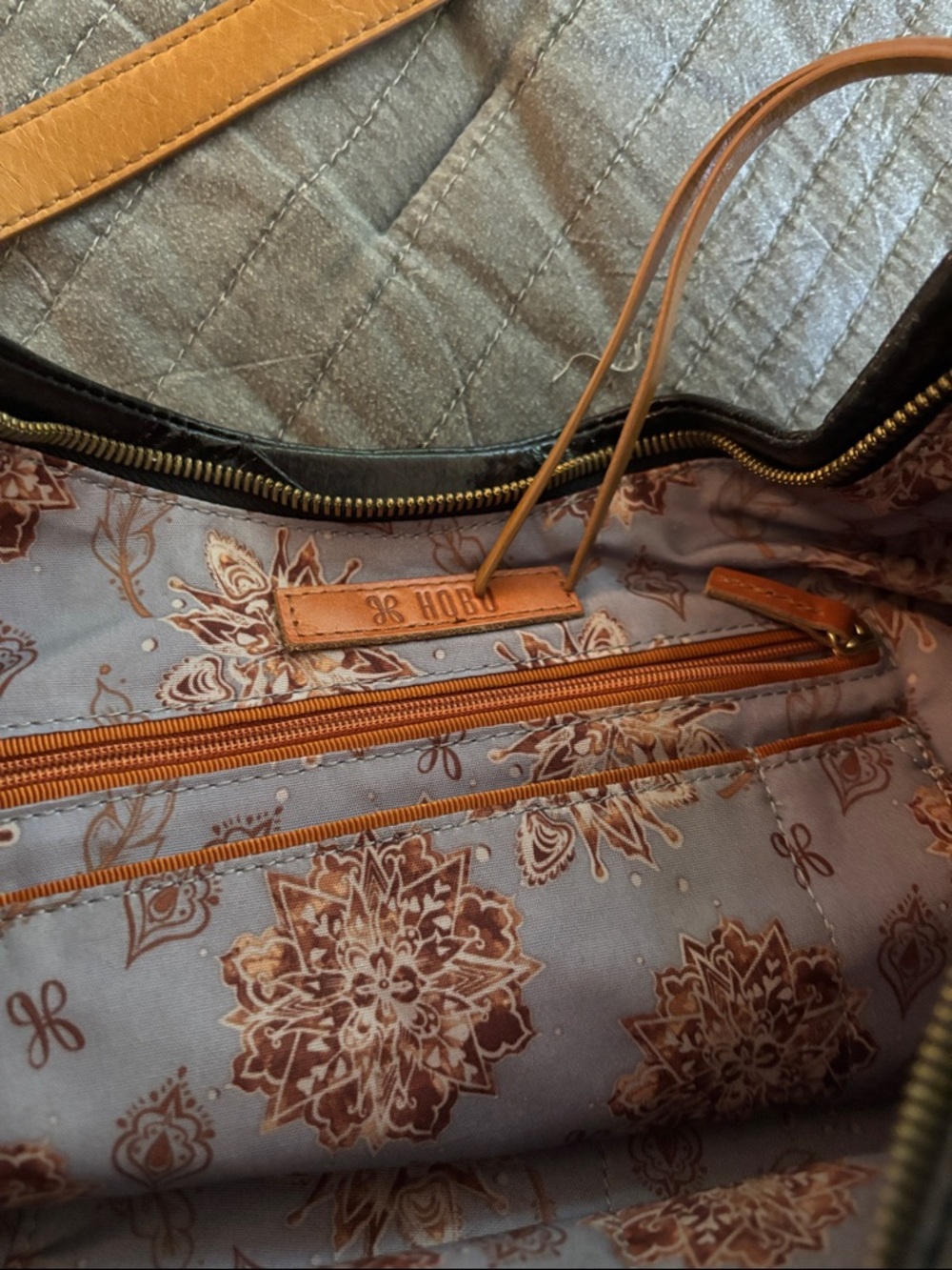 HOBO Black Leather Hobo with Tan Strap - Picture 2 of 5